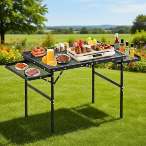 Portable Folding Camping Table with 2 Extra Surfaces,