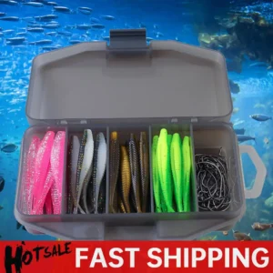 61pcs/set Artificial Lure Hook Fork Tail Wobbler Bait Hook Gear Tools with Storage Box