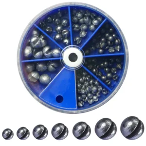 7 Sizes Round Fishing Line Sinker Removable Fishing Sinker Weights Assortment Kit with Tackle Box